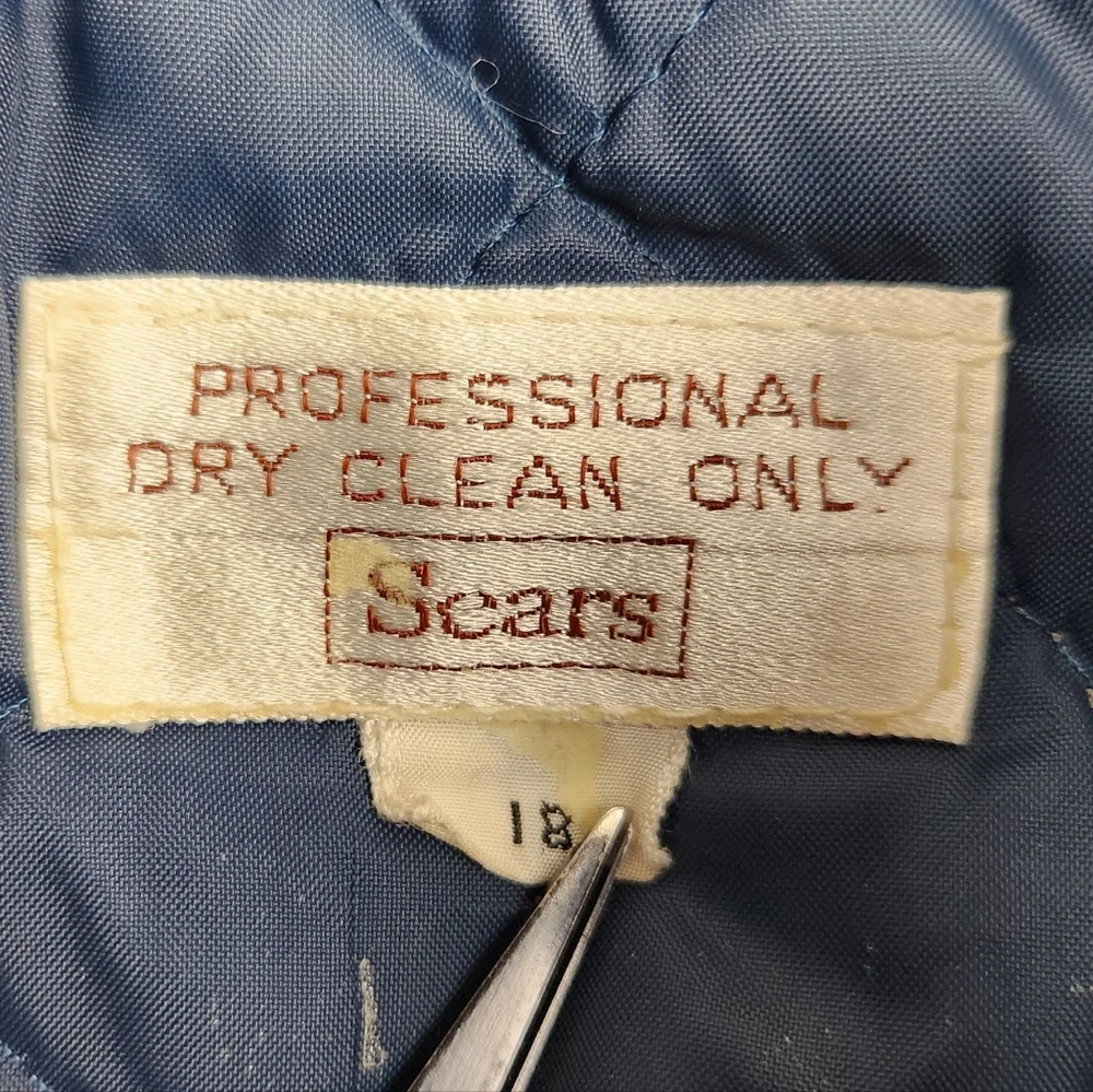 Sears Vintage Blue Bomber Work Jacket Corduroy Trim 70's 80's 90s Mens Size L